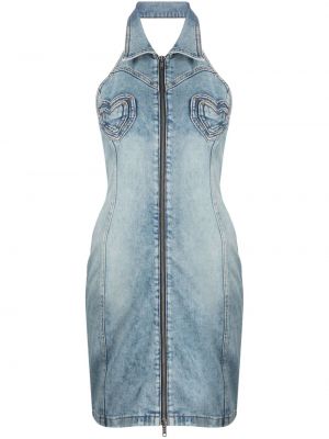 Džínsové šaty so srdiečkami Moschino Jeans