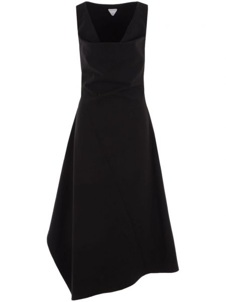 Асиметрична миди рокля Bottega Veneta черно