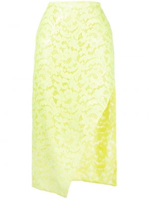 Čipkovaná kvetinová midi sukňa Alexander Mcqueen žltá