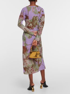 Rochie midi cu model floral Dries Van Noten violet