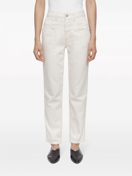 Straight fit džíny s vysokým pasem Closed bílé