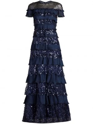 Flitrované večerné šaty Tadashi Shoji modrá