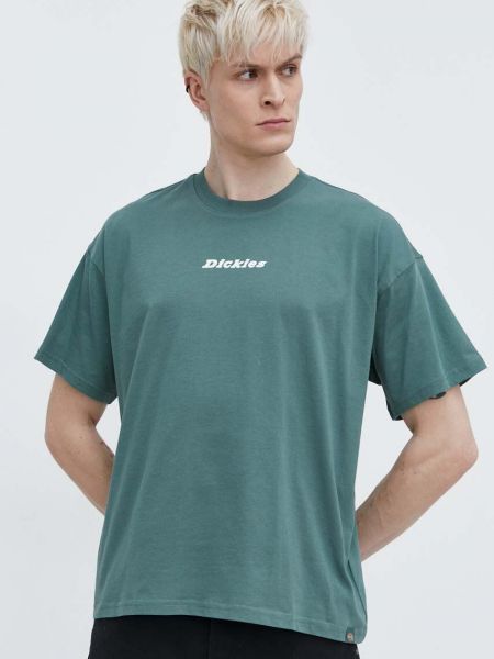 Хлопковая футболка с принтом Dickies зеленая
