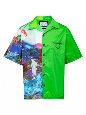 Нейлоновая рубашка Prada зеленая