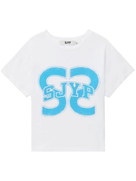 Βαμβακερή μπλούζα με σχέδιο Sjyp λευκό