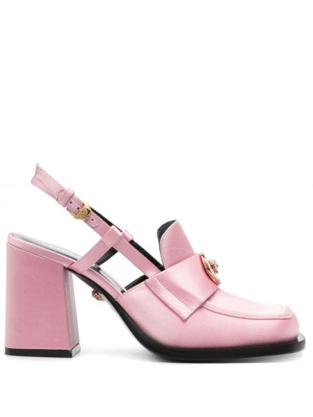 Pantofi cu toc din satin Versace roz