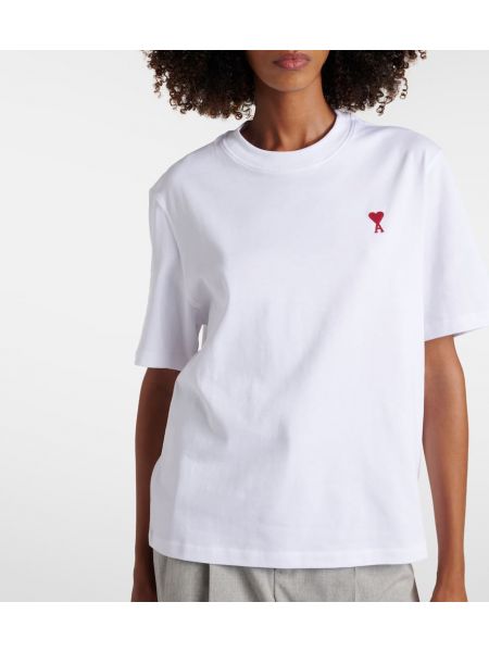 T-shirt di cotone in jersey Ami Paris bianco