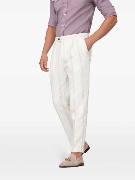 Pruhované kalhoty s knoflíky Brunello Cucinelli bílé