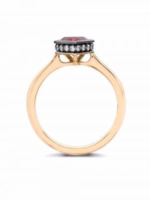 Rožinio aukso žiedas su širdelėmis Pragnell