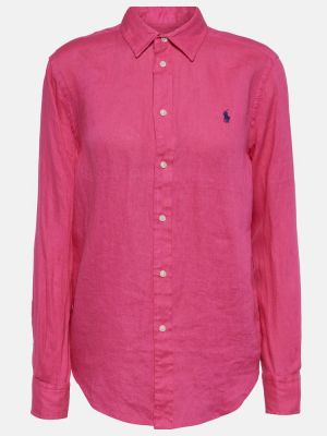 Lanena košulja Polo Ralph Lauren ružičasta