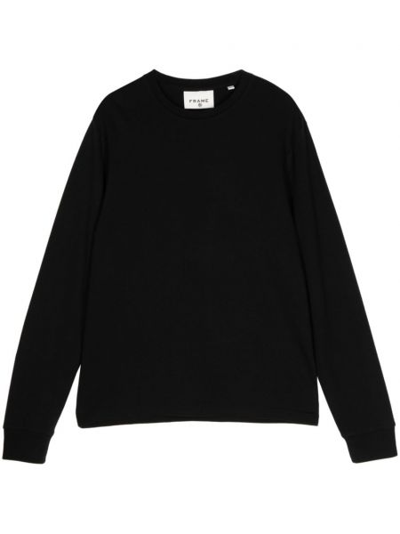 Дълъг пуловер с кръгло деколте Frame черно
