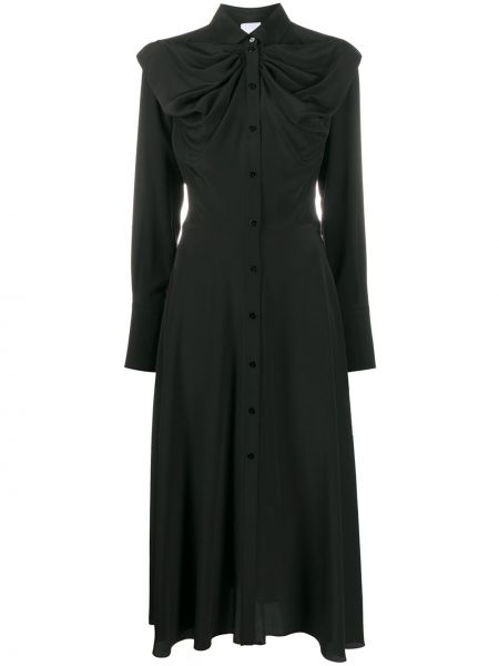 Vestido camisero de seda con volantes Patou negro