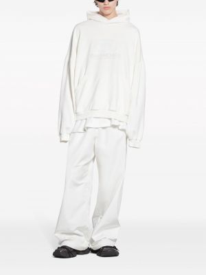 Raštuotas medvilninis džemperis su gobtuvu Balenciaga balta