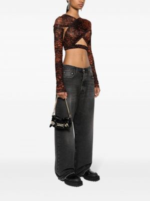 Iš natūralios odos rankinė su viršutine rankena su spygliais Versace Jeans Couture