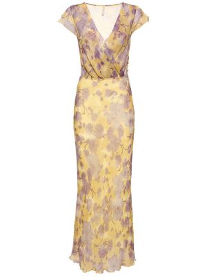 Gėlėtas maksi suknelė iš viskozės Bec + Bridge auksinė