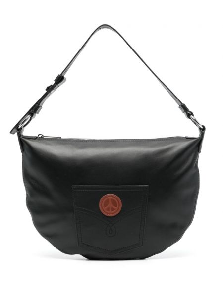 Sac bandoulière en cuir avec applique Moschino Jeans noir