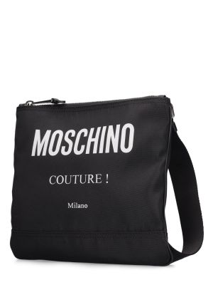 Nylonowa torba na ramię z nadrukiem Moschino
