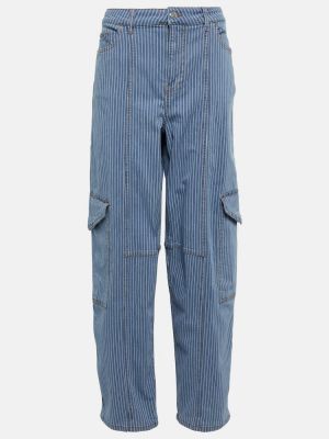 Gestreifte high waist jeans ausgestellt Ganni blau