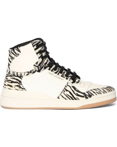 Sneakerși cu model zebră Saint Laurent alb