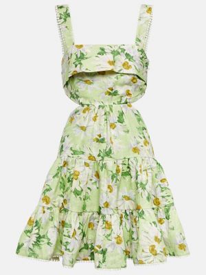 Платье мини в цветочек с принтом Alemais зеленое