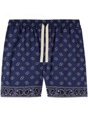 Pamučne kratke hlače s printom s paisley uzorkom Palm Angels plava