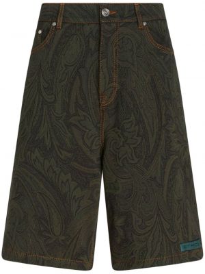 Bermuda kratke hlače s printom s paisley uzorkom Etro zelena