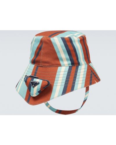 Pruhovaný bavlněný klobouk Prada