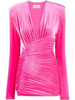 Sametové koktejlové šaty Alexandre Vauthier růžové