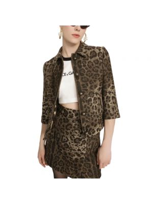 Chaqueta de lana con estampado leopardo Dolce & Gabbana