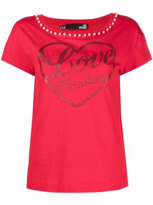 Camiseta con perlas Love Moschino rojo