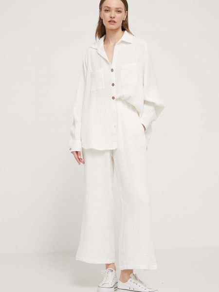 Spodnie z wysoką talią bawełniane Billabong białe