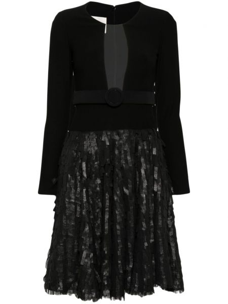Rovné šaty s třásněmi Gemy Maalouf černé