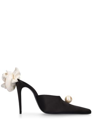 Papuci tip mules din satin cu model floral Magda Butrym negru