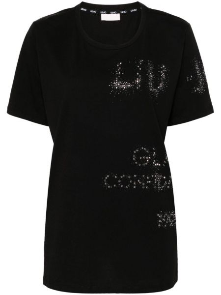 Koszula bawełniana z kryształkami Liu Jo czarna