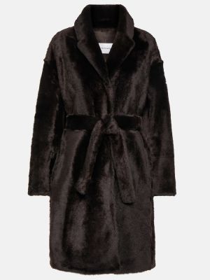 Obojstranný kožený kabát Yves Salomon hnedá