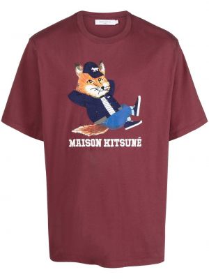 Brodert t-skjorte Maison Kitsuné rød