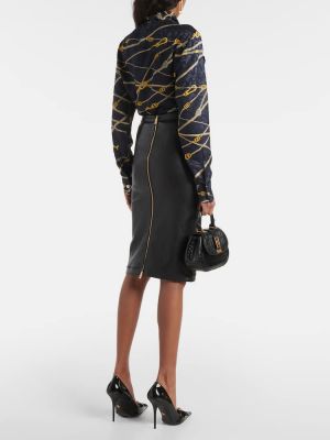Kožená sukně Versace černé