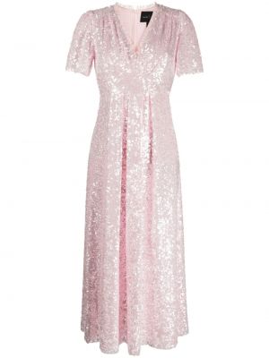 Sukienka midi z cekinami z dekoltem w serek Needle & Thread różowa