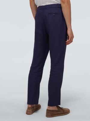 Pantalones chinos de lino de algodón Frescobol Carioca azul