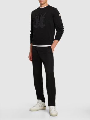 Sweatshirt mit rundhalsausschnitt aus baumwoll Moncler schwarz