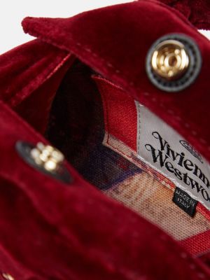 Žametna nakupovalna torba iz rebrastega žameta Vivienne Westwood rdeča