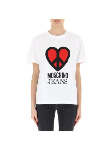 Biała koszulka z nadrukiem Moschino
