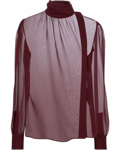 Prozorna svilena bluza Saint Laurent rdeča