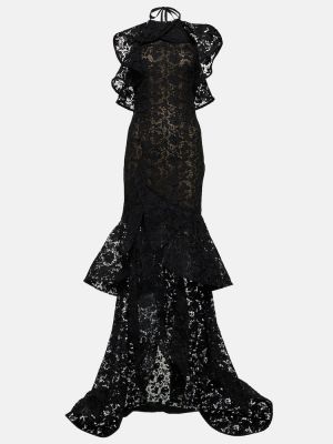 Sukienka długa koronkowa Oscar De La Renta czarna