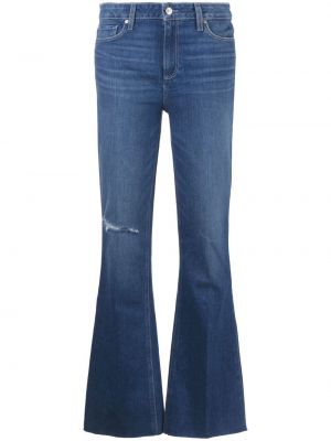 Jeans bootcut effet usé large Paige bleu