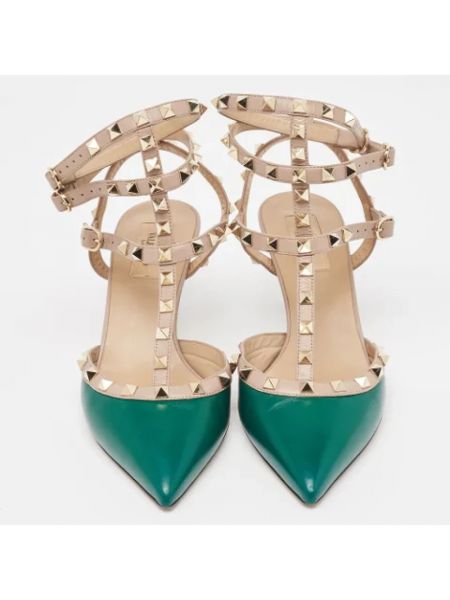 Sandalias de cuero retro Valentino Vintage verde