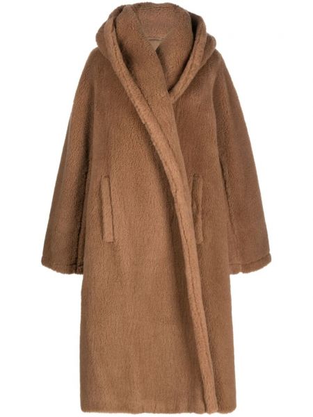 Kapucnis fleece kabát Max Mara barna