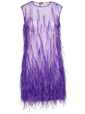 Tylové mini šaty z peří Des Phemmes fialové