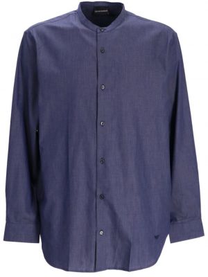 Памучна риза Emporio Armani синьо