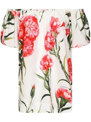 Блуза на цветя с принт Dolce & Gabbana бяло